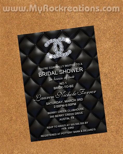 chanel bridal shower invitations|brunette chanel baby shower invitation.